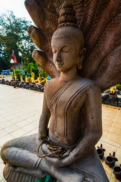Buddha Szobor Készült Rock Thaiföld — Stock Fotó