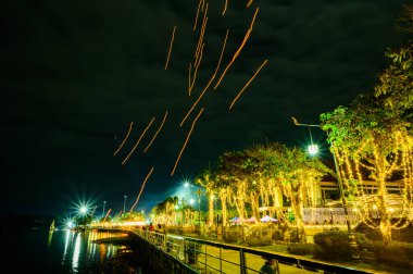 PHAYAO, THAILAND - October 31, 2020 : Loy Krathong Festival at Kwan Phayao Lake, Thailand.