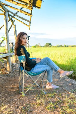 Thai Female with Rice Field Background, Phayao Province.