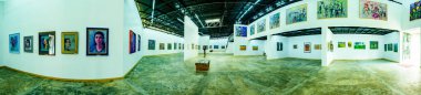 NAN, THAILAND - November 5, 2020 : Panorama View of Nan Riverside Art Gallery in Tha Wang Pha District, Thailand.