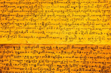 CHIANG MAI, THAILAND - February 11, 2021 : Lanna Alphabet in Ancient Book, Chiang Mai Province.