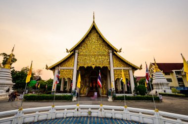 CHIANG MAI, THAILAND - February 27, 2021 : Wat Chedi Luang at Evening, Thailand.