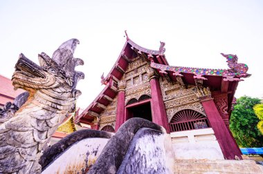 CHIANG MAI, THAILAND - March 21, 2021 : Beautiful Old Church in Wat Hang Dong, Chiangmai Province.