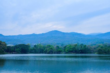Ang Kaew Reservoir in Chiangmai Province at Evening, Thailand.