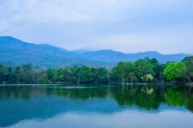 Ang Kaew Reservoir in Chiangmai Province at Evening, Thailand.