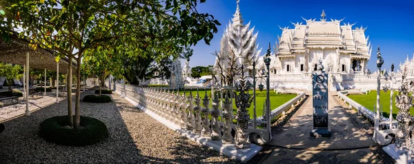Panorama Pohled Chrám Rong Khun Provincie Chiang Rai — Stock fotografie