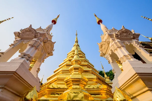 stock image Ancient Golden Pagoda in Wat Phan Tao, Chiang Mai Province.