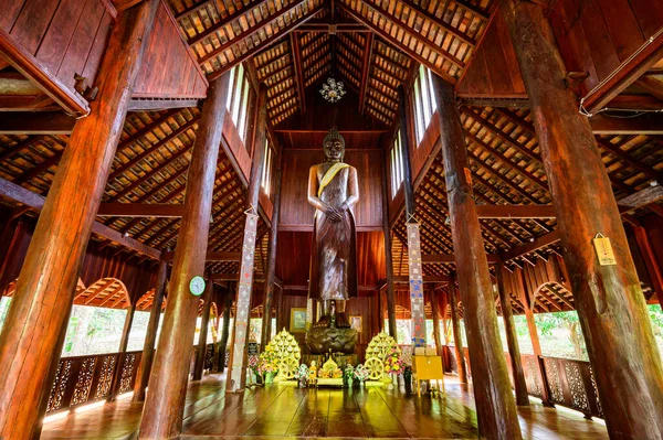 Chiang Mai Thailand March 2021 Wooden Standing Buddha Wat Luang — Photo