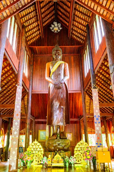 Chiang Mai Thailand March 2021 Wooden Standing Buddha Wat Luang — Photo