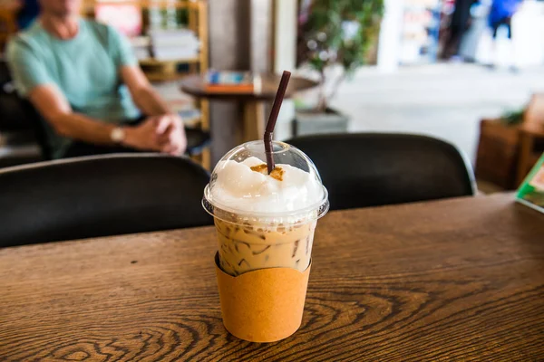 Eiskaffee Kunststoffglas Thailand — Stockfoto