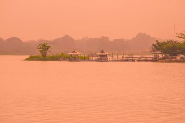Tilok Aram temple in Kwan Phayao lake, Thailand.