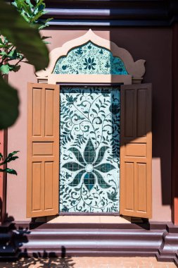 Wiang Ka Long kültür şehri Tayland 'da güzel bir Lanna tarzı pencere..