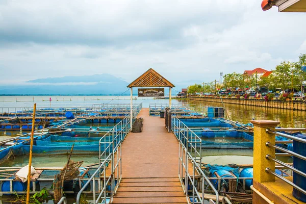Рыбная Клетка Озере Кван Пхаяо Таиланд — стоковое фото