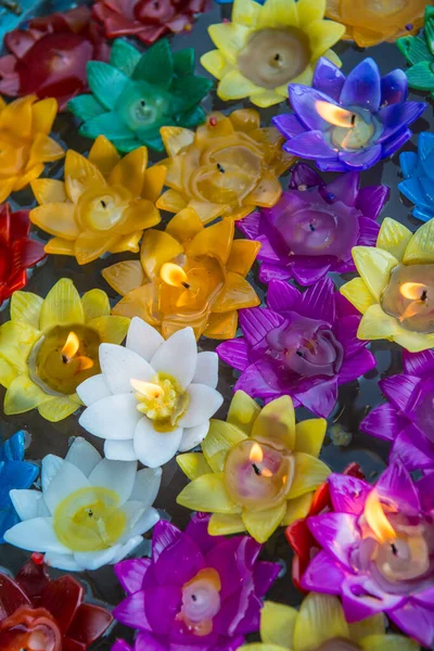 stock image Flower candles on the water, Thailand.