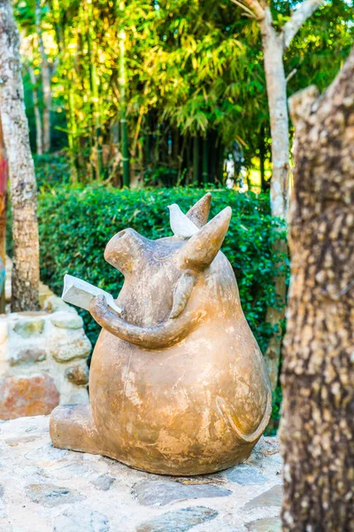 Buffalo statue in park, Thailand.