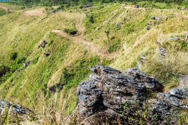 Tayland 'ın Chiangrai eyaletindeki Phu Chi Fa Manzarası' nda Dağ Manzarası.