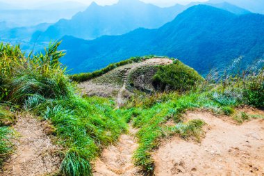 Tayland 'ın Chiangrai eyaletindeki Phu Chi Fa Manzarası' nda Dağ Manzarası.