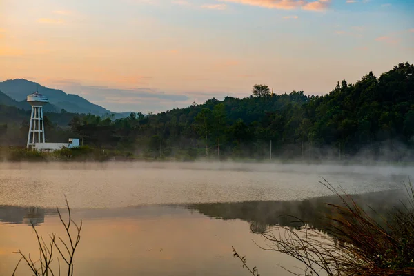 Lake Fog Water Surface Early Morning Phayao Province — Fotografia de Stock