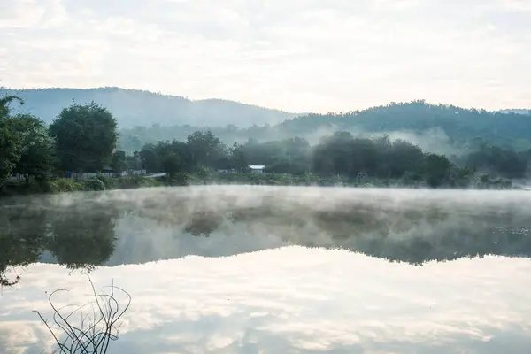 stock image Lake with mountain in winter, Thailand.