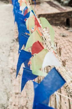 Budizm festivali için küçük bir bayrak, Tayland.
