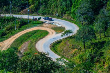 Chiangrai, Tayland 'da Doi Pha Tang yolu..