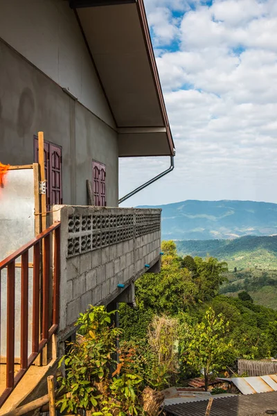 Vista Natural Con Casa Nativa Montaña Tailandia — Foto de Stock