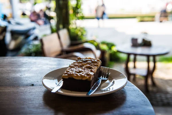 Пирожные Торт Белой Тарелке Таиланд — стоковое фото