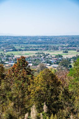 Beautiful city view at Wat Phra That Chom Chaeng view point, Thailand.
