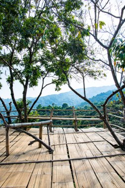 Bamboo platform with mountain view in Pha Hi village, Chiang Rai province.