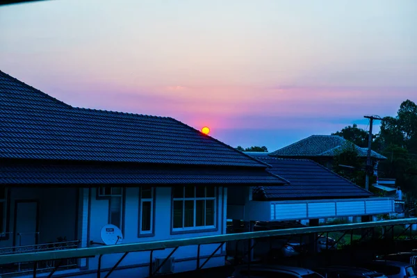 Sonnenaufgang Auf Dem Dach Thailand — Stockfoto