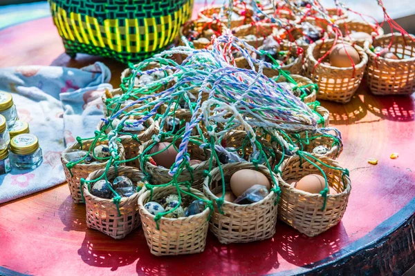 stock image Eggs in small basket, Thailand.