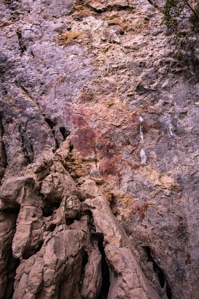 Starożytny Rysunek Malarstwie Skalnym Phratupha Prowincja Lampang — Zdjęcie stockowe