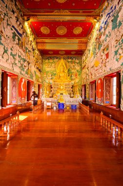 NAKHON SAWAN, THAILAND - January 25, 2020 : Buddha Statue with Beautiful Thai Style Art at Sriutumpron Temple, Nakhon Sawan Province.