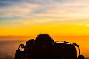 Camera with morning sky background, Thailand.