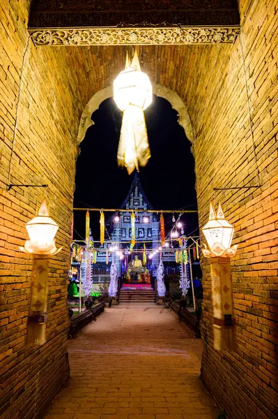 Night Scene Lok Molee Temple Chiang Mai Province — Stockfoto