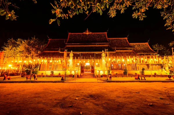 Night Scene Lanna Style Church Lok Molee Temple Chiang Mai — ストック写真