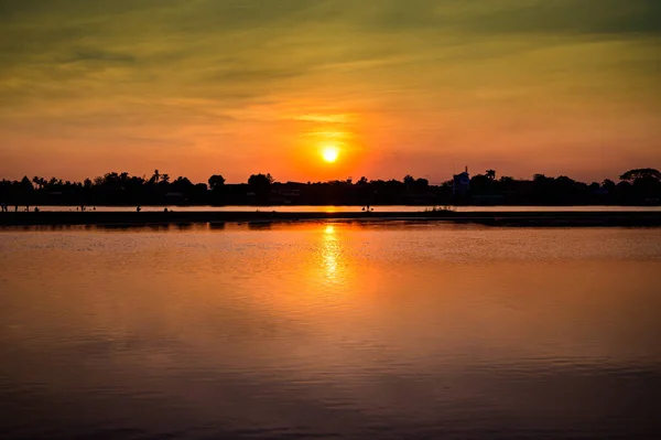 Sunset Twilight Light Ping River Kamphaeng Phet Province — стоковое фото