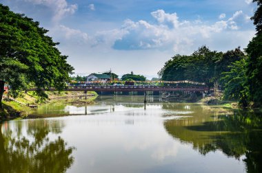 Kuang River during Loy Krathong Festival in Lamphun Province, Thailand.