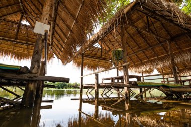 Hut for living beside Huay Tueng Thao Lake, Chiang Mai Province.