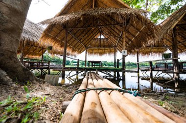 Hut for living beside Huay Tueng Thao Lake, Chiang Mai Province.