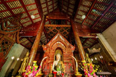 CHIANG MAI, THAILAND - March 27, 2021 : Ancient Buddha Statue of Wat Khun Khong Luang in Hang Dong District, Thailand.