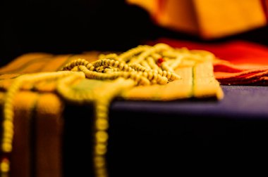 Lanna Style Ancient Beads on Old Cloth, Chiang Mai Province.