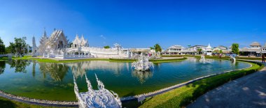 CHIANG RAI, THAILAND - November 9, 2020 : Panorama View of Rong Khun Temple, Chiang Rai Province.