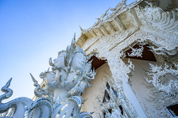 Beautiful White Church in Rong Khun Temple, Chiang Rai Province.