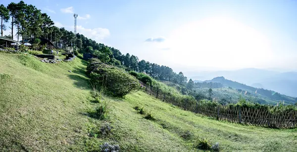 Panorama View of Doi Chang Mup Viewpoint at Sunset, Chiang Rai Province.