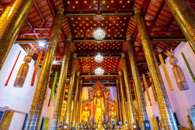 Beautiful Buddha statue in Chedi Luang Varavihara temple, Chiangmai province.
