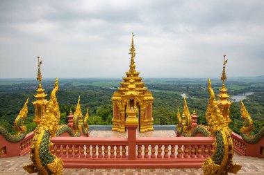 Pra That Doi Pra Chan temple with mountain view, Lampang province.