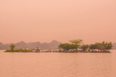 Tilok Aram temple in Kwan Phayao lake, Thailand.