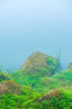 Tayland 'da sisli göl manzarası.