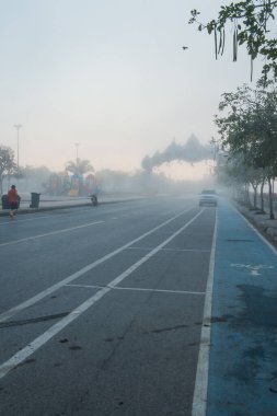 Kwan Phayao Gölü 'nün yanındaki yol, Tayland.